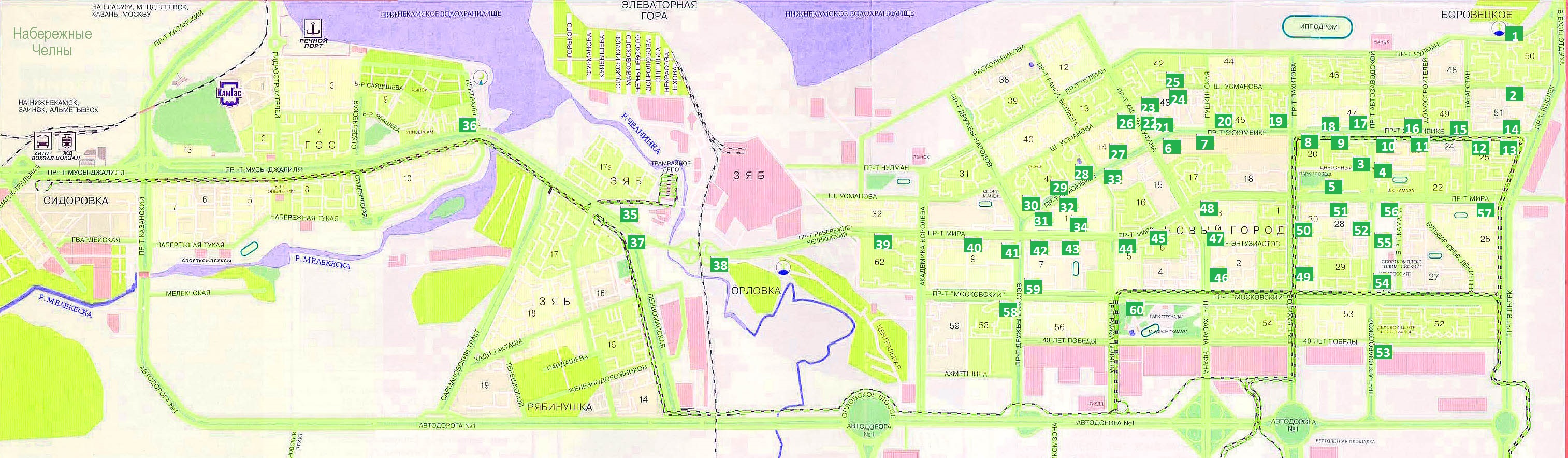 Карта комплексов Набережные Челны новый город